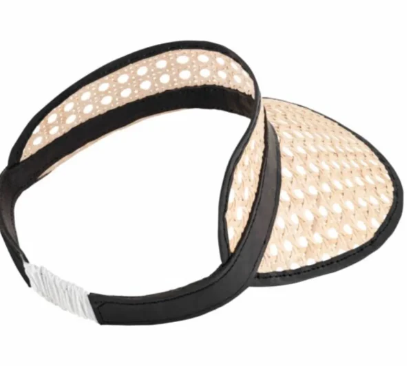 Adult Rattan & Leather Visor - Black<Boutique Bonita Best