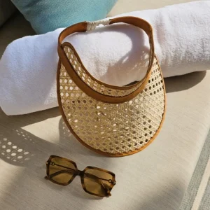 Adult Rattan & Leather Visor - Tan<Boutique Bonita Best
