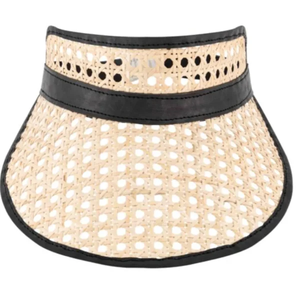 Adult Rattan & Leather Visor - Black<Boutique Bonita Best