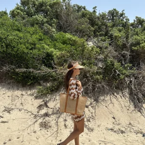 Adult Rattan & Leather Visor - Tan<Boutique Bonita Best