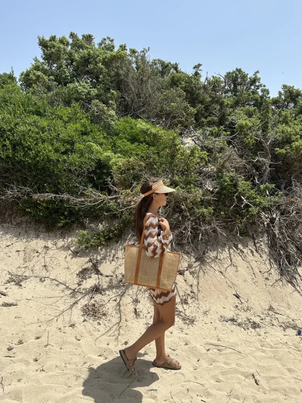 Adult Rattan & Leather Visor - Tan<Boutique Bonita Best
