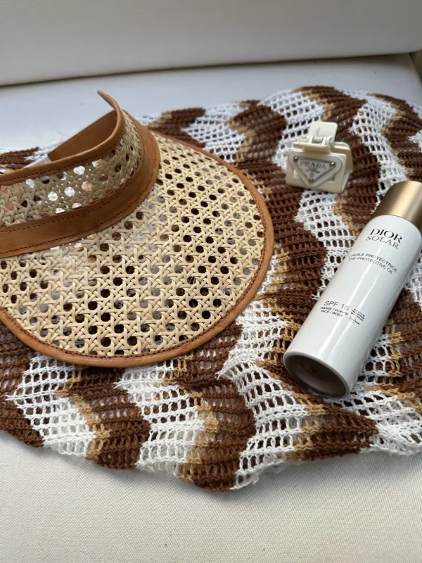 Adult Rattan & Leather Visor - Tan<Boutique Bonita Best