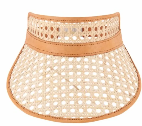 Adult Rattan & Leather Visor - Tan<Boutique Bonita Best