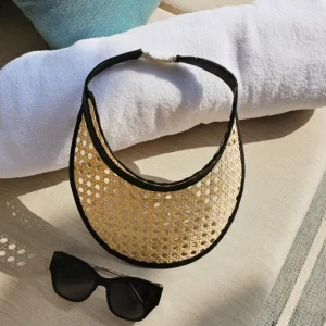 Adult Rattan & Leather Visor - Black<Boutique Bonita Best