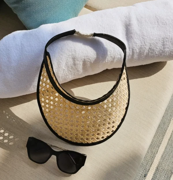 Adult Rattan & Leather Visor - Black<Boutique Bonita Best