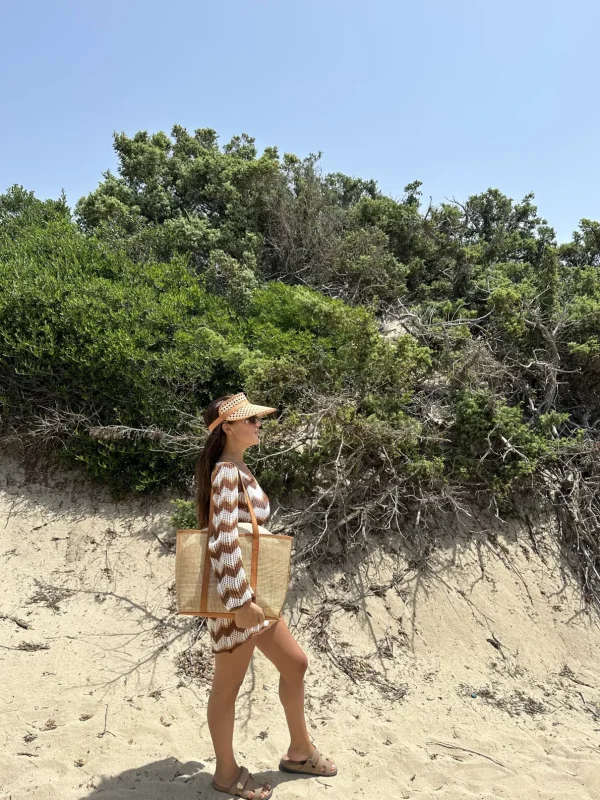 Adult Rattan & Leather Visor - Tan<Boutique Bonita Best