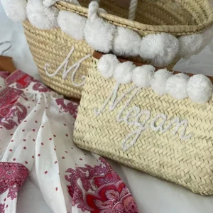 Bonita's Palm Leaf Clutch - Embroidered pom pom<Boutique Bonita Online