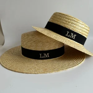 Bonita's Personalised Child Boater - Black Ribbon<Boutique Bonita New