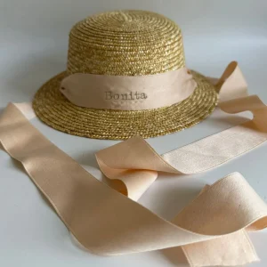 Bonita's Personalised Child Boater - Tie-up Cream Ribbon<Boutique Bonita Fashion