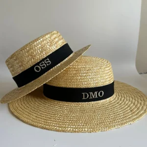 Bonita's Personalised Child Boater - Black Ribbon<Boutique Bonita New