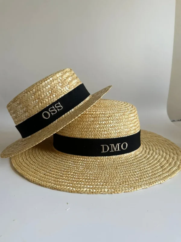 Bonita's Personalised Child Boater - Black Ribbon<Boutique Bonita New