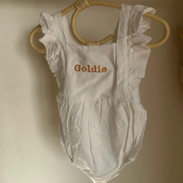 Bonita's Personalised Ruffle Romper - White<Boutique Bonita Sale