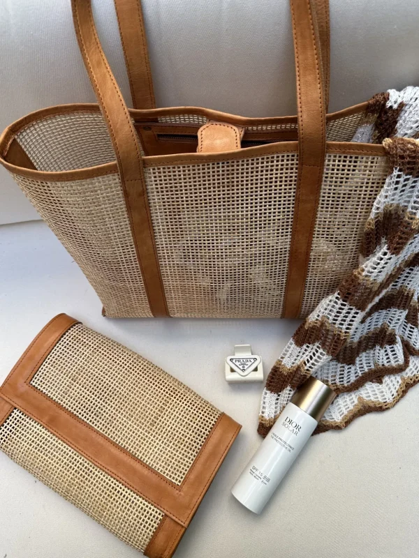Bonita's Rattan & Leather Clutch<Boutique Bonita Hot