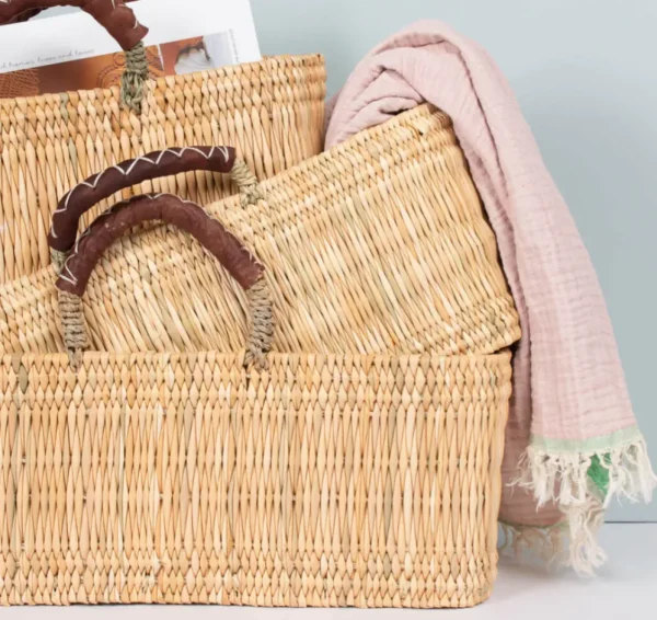 Bonita's Reed Storage Baskets with Leather Handles<Boutique Bonita Sale
