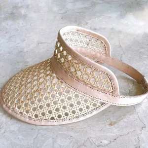 Child Leather & Rattan Beach Visor - Cream<Boutique Bonita Online