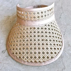 Child Leather & Rattan Beach Visor - Cream<Boutique Bonita Online