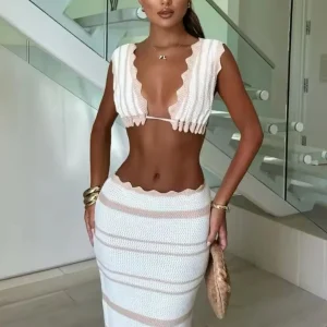 ISLA - Cream & White Co-Ord<Boutique Bonita Hot