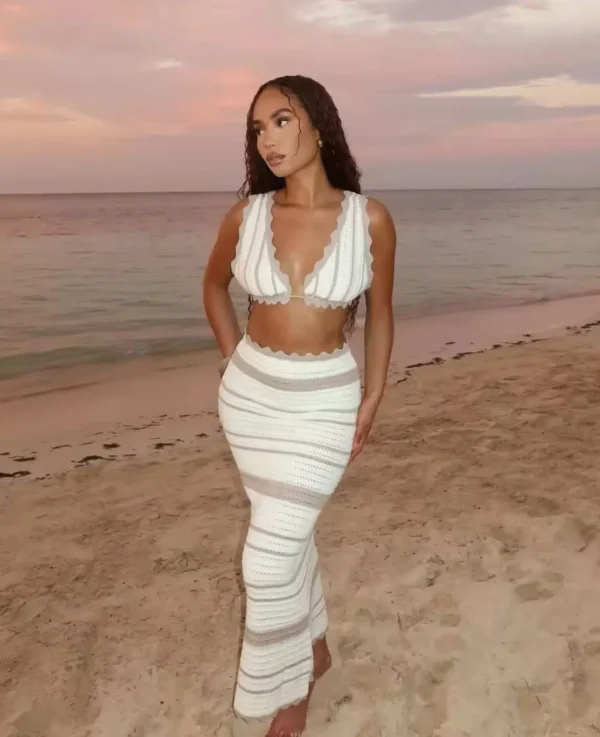 ISLA - Cream & White Co-Ord<Boutique Bonita Hot