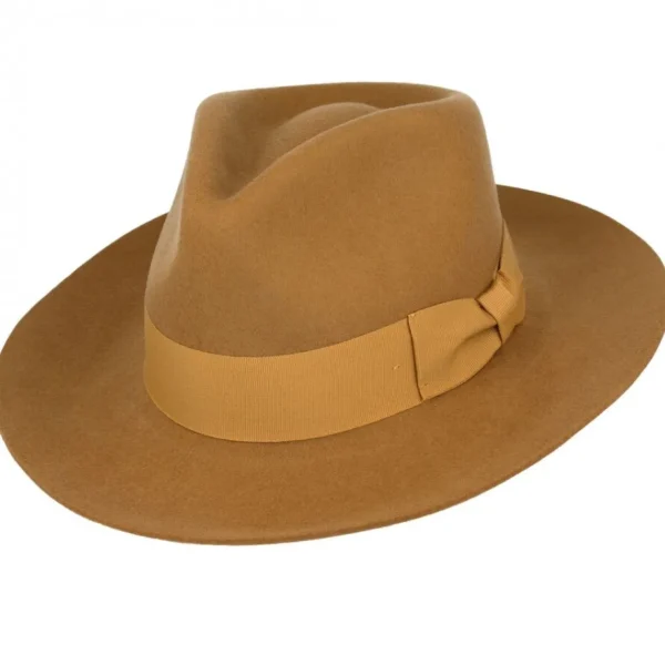 Men's Classic Stiff Brim Wool Fedora - Tan<Boutique Bonita New