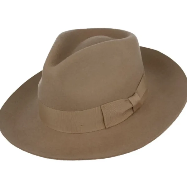 Men's Classic Stiff Brim Wool Fedora - Mocha<Boutique Bonita Online