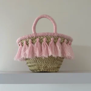 Mini Pink Tassel Palm Basket<Boutique Bonita Fashion