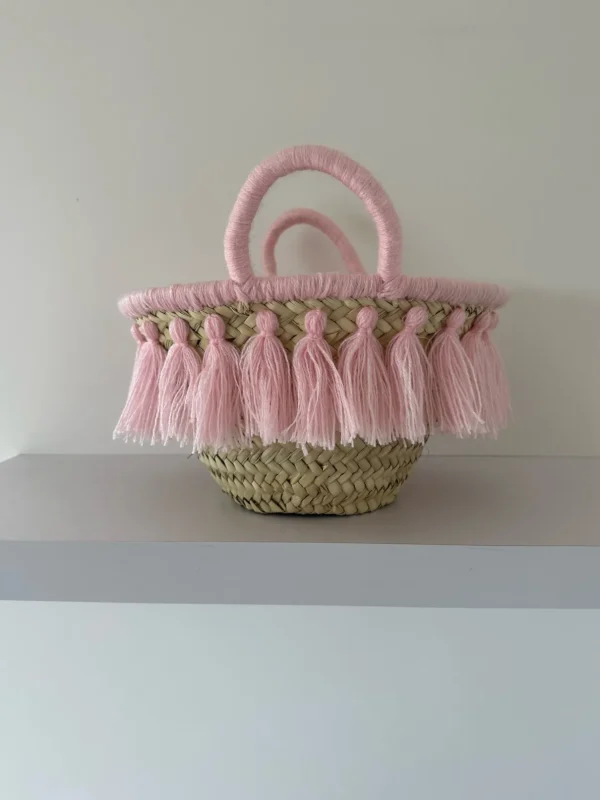 Mini Pink Tassel Palm Basket<Boutique Bonita Fashion