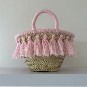 Mini Pink Tassel Palm Basket<Boutique Bonita Fashion