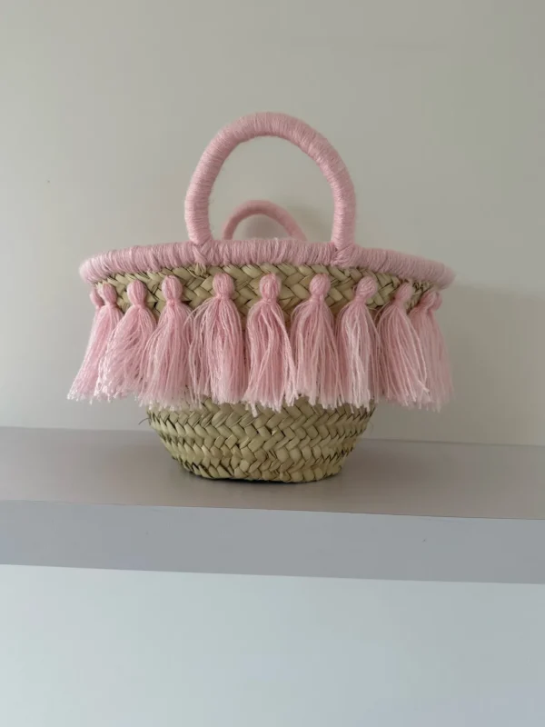 Mini Pink Tassel Palm Basket<Boutique Bonita Fashion