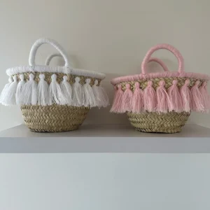 Mini Pink Tassel Palm Basket<Boutique Bonita Fashion