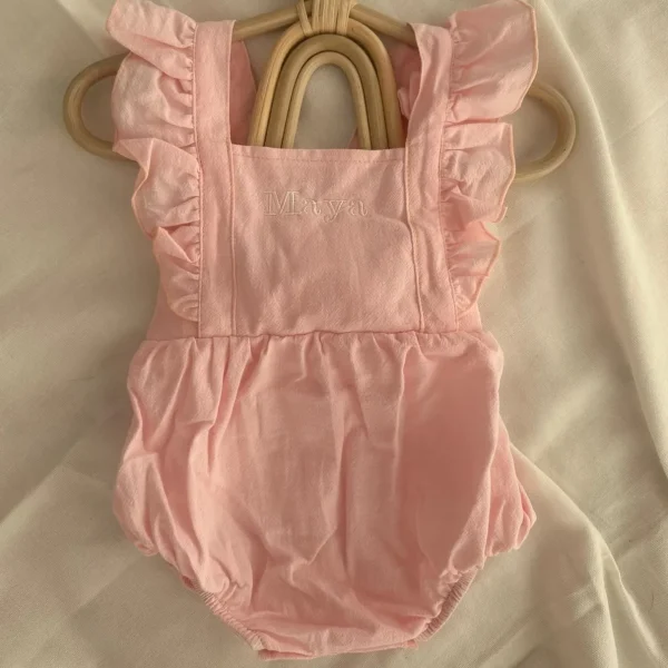 Personalised Pink Ruffle Baby Romper<Boutique Bonita Online