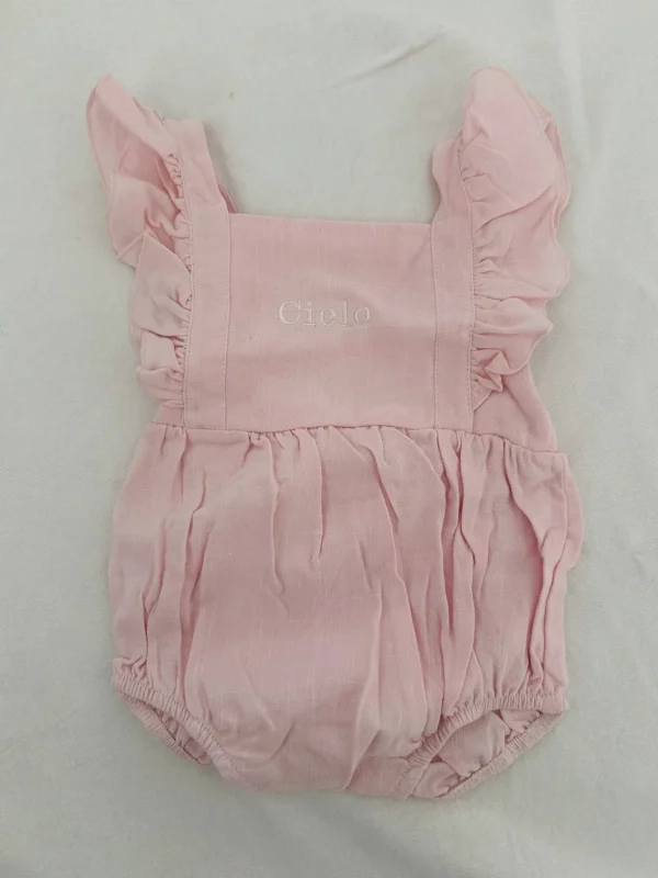 Personalised Pink Ruffle Baby Romper<Boutique Bonita Online