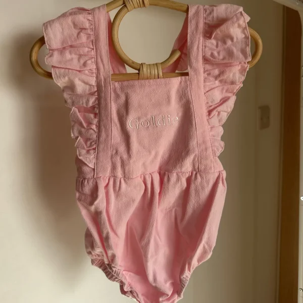 Personalised Pink Ruffle Baby Romper<Boutique Bonita Online