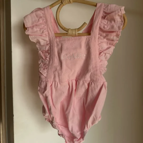 Personalised Pink Ruffle Baby Romper<Boutique Bonita Online