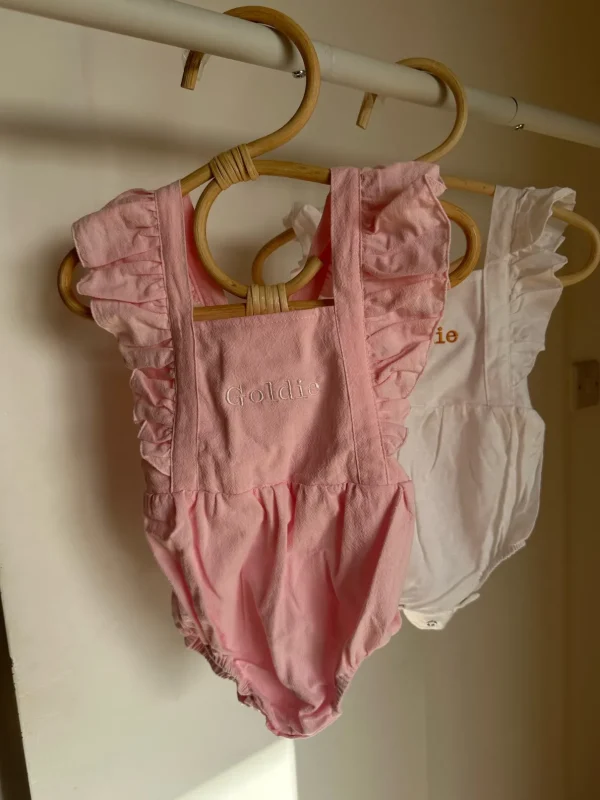 Personalised Pink Ruffle Baby Romper<Boutique Bonita Online