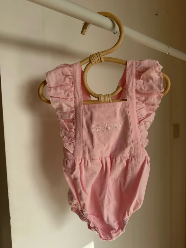 Personalised Pink Ruffle Baby Romper<Boutique Bonita Online