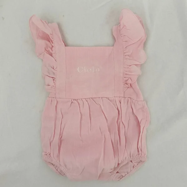 Personalised Pink Ruffle Baby Romper<Boutique Bonita Online