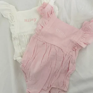 Personalised Pink Ruffle Baby Romper<Boutique Bonita Online