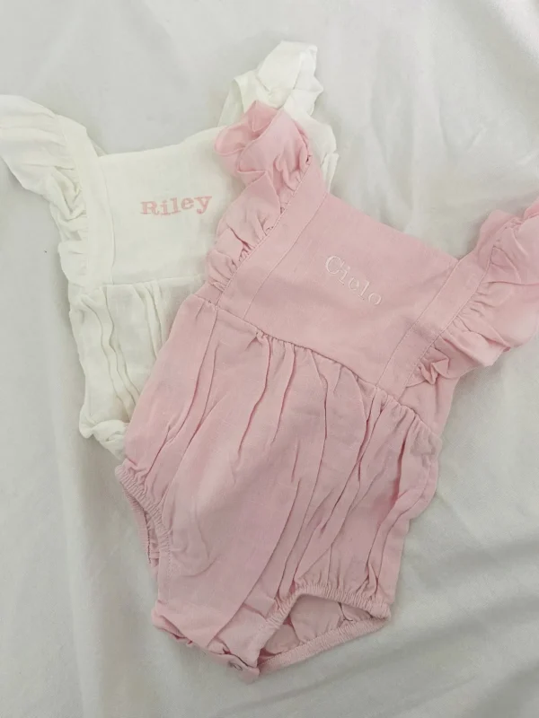 Personalised Pink Ruffle Baby Romper<Boutique Bonita Online