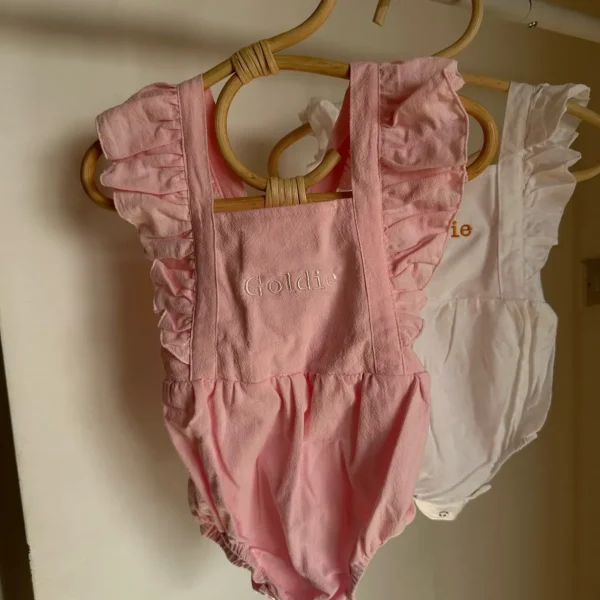 Personalised Pink Ruffle Baby Romper<Boutique Bonita Online