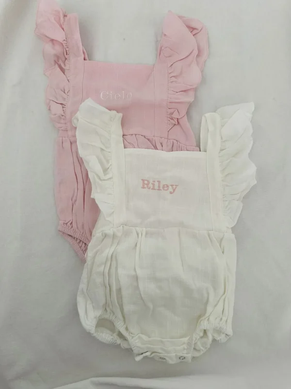 Personalised Pink Ruffle Baby Romper<Boutique Bonita Online
