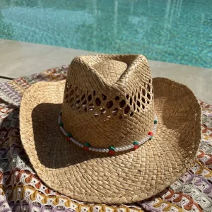 THE ADULT COWBOY HAT - STRAWBERRY PEARL BEAD BAND<Boutique Bonita Sale