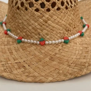 THE ADULT COWBOY HAT - STRAWBERRY PEARL BEAD BAND<Boutique Bonita Sale
