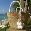 The Bali White Pom Pom Basket<Boutique Bonita Clearance