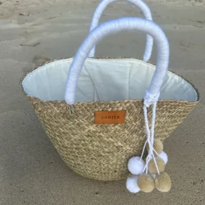 The Bali White Pom Pom Basket<Boutique Bonita Clearance