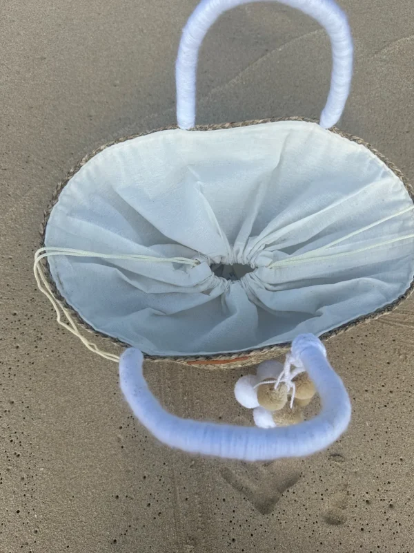 The Bali White Pom Pom Basket<Boutique Bonita Clearance