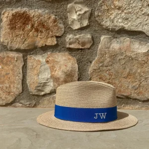 The Men's Classic Fedora - Natural with Blue<Boutique Bonita Discount