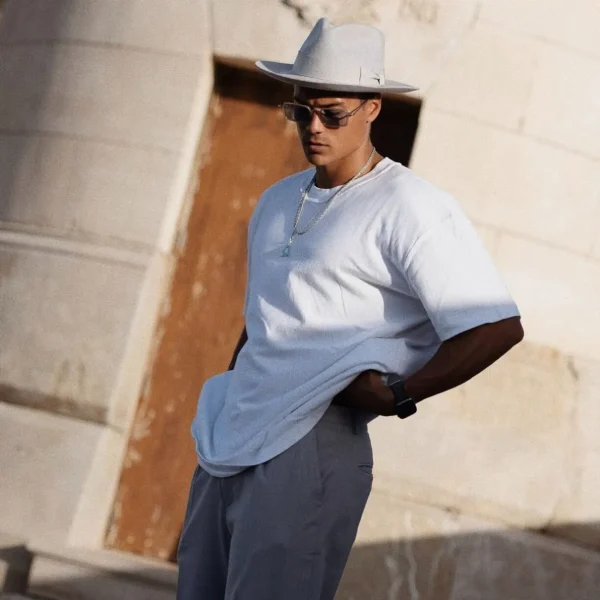 The Men's Stiff Brim Wool Fedora - Powder Grey<Boutique Bonita Outlet