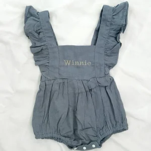 The Personalised Ruffle Romper - Blue<Boutique Bonita Discount