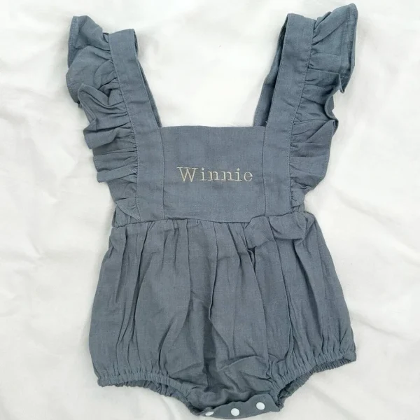 The Personalised Ruffle Romper - Blue<Boutique Bonita Discount
