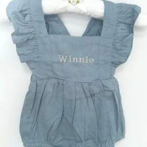 The Personalised Ruffle Romper - Blue<Boutique Bonita Discount